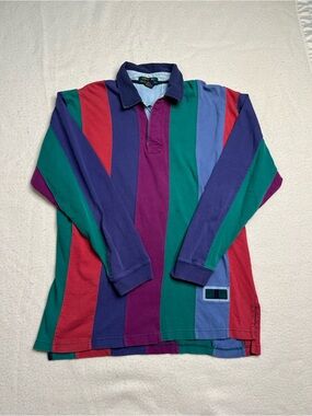 Vintage 90s Colours Alexander Julian Long Sleeve Collared Striped Shirt Mens L